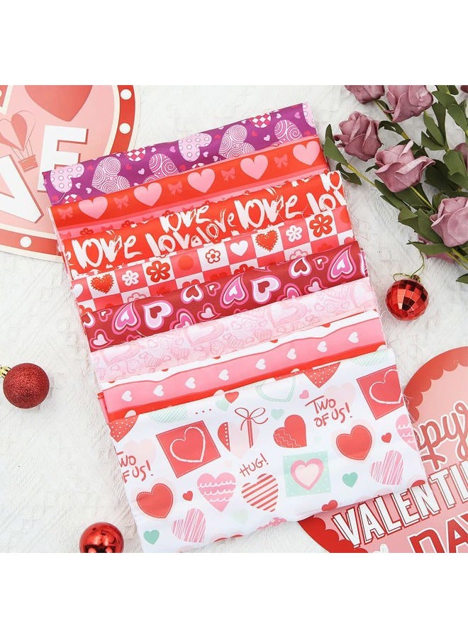 Geluode Valentine's Day Fabric,8 PCS 8 Designs Cotton Sewing Fabric Squares, Love Heart Floral Fat Quarters Quilting Fabric Bundles Material for Valentine's Day Wedding Decorative Sewing DIY Fabric Crafts - Image 4