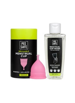PEESAFE Menstrual Cups For Women|Medium Size With Pouch And Menstrual Cup Wash 100Ml Combo  - Image 1