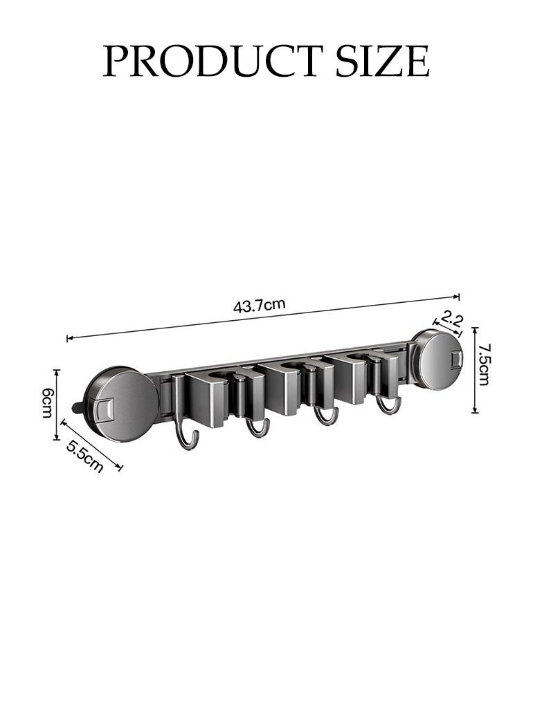 DUNISO Mop and Broom Holder Wall Mount，Broom Hanger Suction cup With 3 Slots & 4 Hooks，Wall Mounted Garden Tool Organizer，No Punching Required，Sturdy and Durable，for Closet Garage Laundry Room Kitchen Decor - Image 2