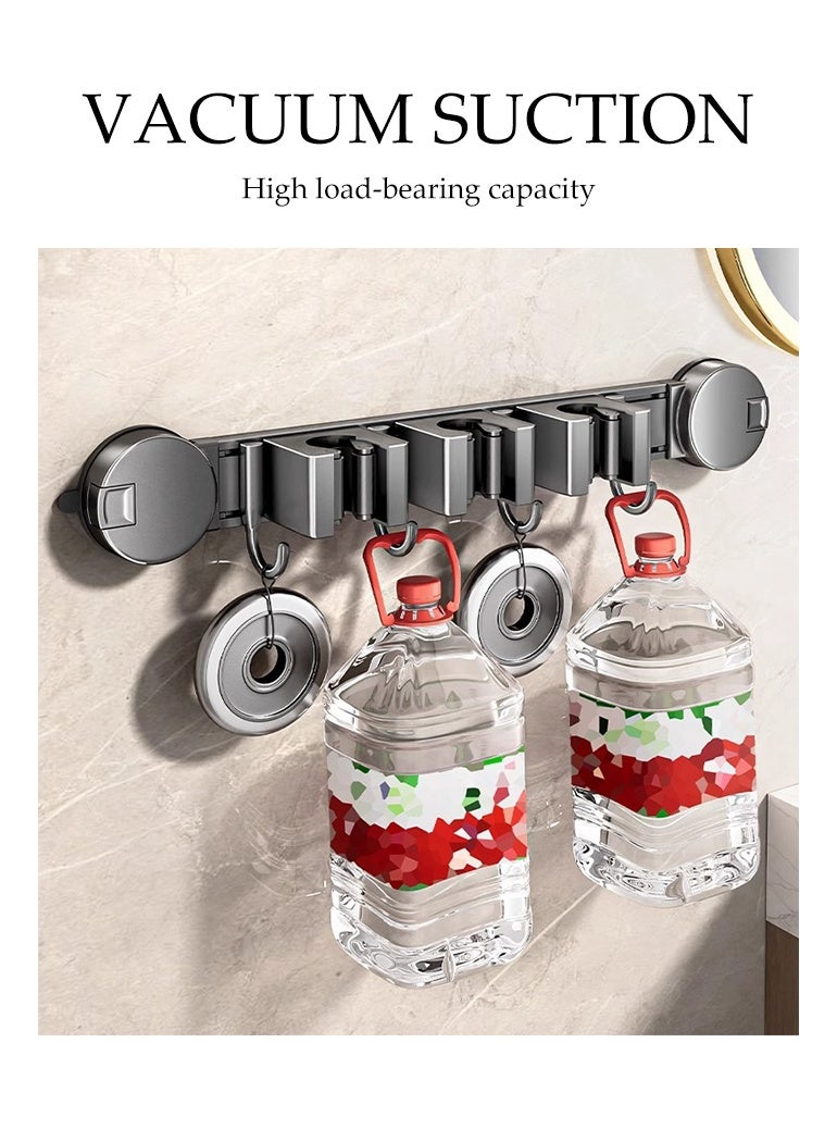DUNISO Mop and Broom Holder Wall Mount，Broom Hanger Suction cup With 3 Slots & 4 Hooks，Wall Mounted Garden Tool Organizer，No Punching Required，Sturdy and Durable，for Closet Garage Laundry Room Kitchen Decor - Image 5