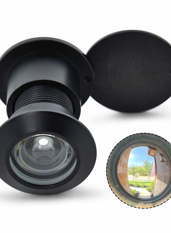 Earl Diamond 220 Degree Large Door Viewer Security Peek Peephole for Home Office Hotel Heavy Duty Rotating Brass Cover (Modern Black) - Image 1