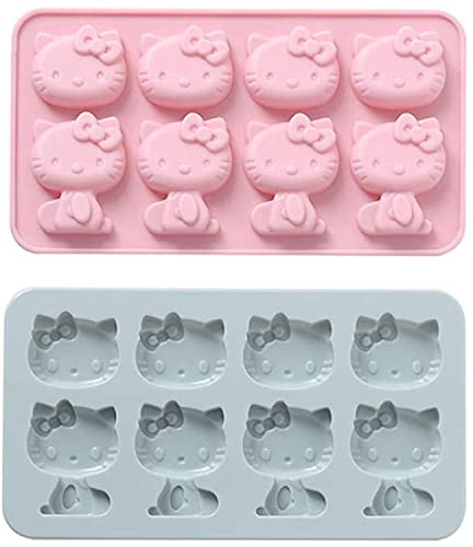 Gold INKU INKU Hello Kitty Silicone Molds 2Packs Fondant hello kitty mold Cake Mold,Ice Mold,Chocolate tray for Sugarcraft, Birthday Cake Decoration - Image 1