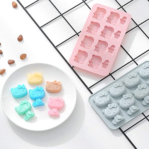 Gold INKU INKU Hello Kitty Silicone Molds 2Packs Fondant hello kitty mold Cake Mold,Ice Mold,Chocolate tray for Sugarcraft, Birthday Cake Decoration - Image 2