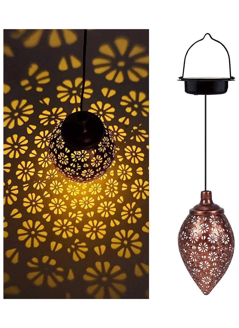 بيوينتي Solar Garden Lantern, Waterproof Yard Lamp Patio Decor Lights Hanging Solar Light Lawn and Porch Decor with Warm White Illumination for Pathway, Patio, Porch, Lawn, Courtyard Decorations (Copper)  - Image 1