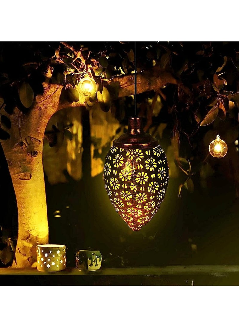 بيوينتي Solar Garden Lantern, Waterproof Yard Lamp Patio Decor Lights Hanging Solar Light Lawn and Porch Decor with Warm White Illumination for Pathway, Patio, Porch, Lawn, Courtyard Decorations (Copper)  - Image 4