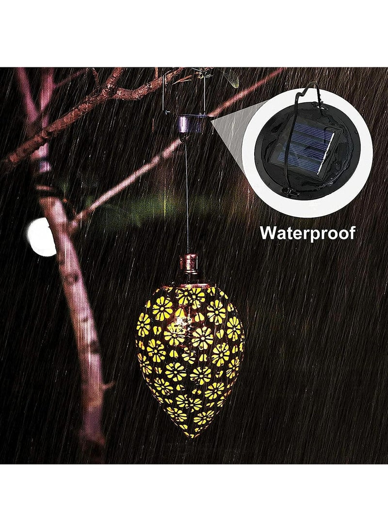 بيوينتي Solar Garden Lantern, Waterproof Yard Lamp Patio Decor Lights Hanging Solar Light Lawn and Porch Decor with Warm White Illumination for Pathway, Patio, Porch, Lawn, Courtyard Decorations (Copper)  - Image 3