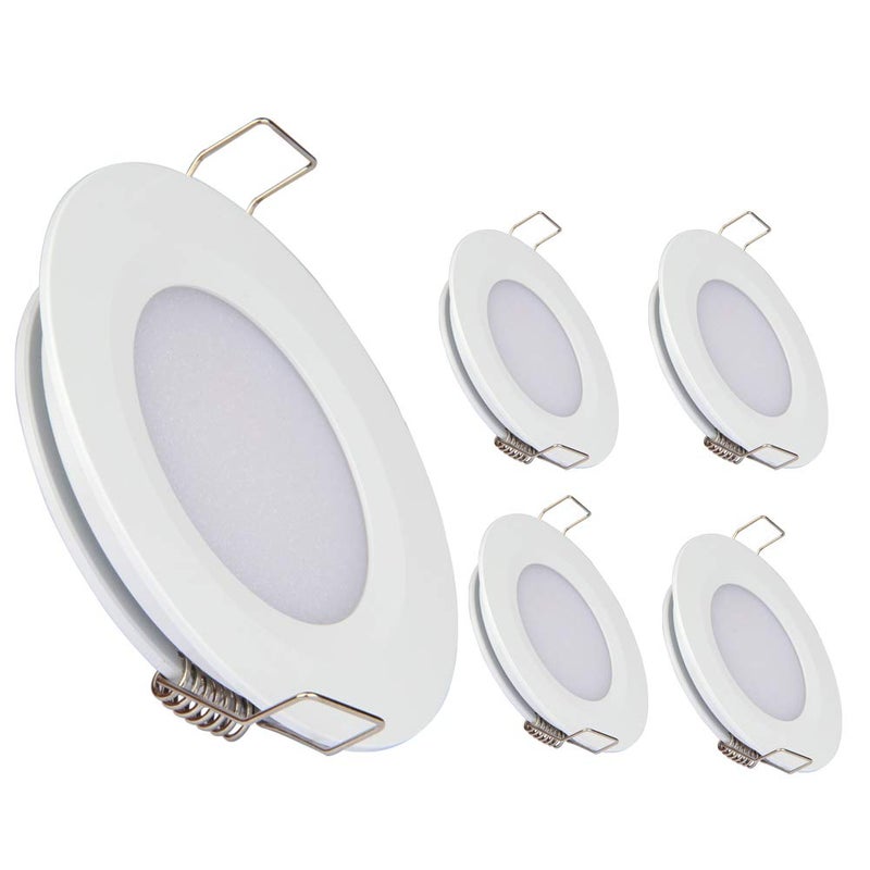 acegoo RV Recessed Ceiling Light 234 Full Aluminum 12V Dimmable LED Puck Light for Campervan Truck Caravan Boat Roof Under Cabinet Lighting Flush Mount Cutout 214 WhiteCool White 4 Pack