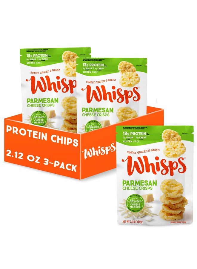 Whisps Parmesan Cheese Crisps| Keto Snack, No Gluten, No Sugar, Low Car, High Protein | 2.12oz (3 Pack) - Image 1