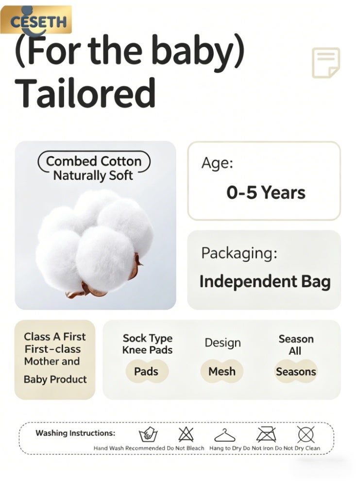 CESETH 5 Sets Of Baby Crawling Knee Pads, Cartoon Animal Anti-Slip Knee Pads, Suitable For Children, Soft And Breathable Cotton Knee Pads, Suitable For 0-3 Year Old Babies, Anti-Slip Floor Safety Device, For Crawling And Walking, Suitable For Boys And Girls, Available In Various Colors. - Image 3