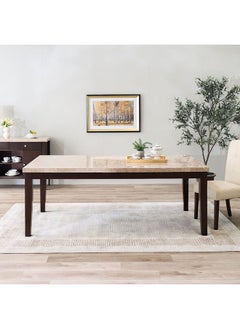 DANUBE HOME Brody Dining Table Rectangular Strong And Sturdy Kitchen Table 8 Seater Table Modern Design Desk Furniture For Home Dining Room 210.19x110.49x79.38 cm Beige/Dark Walnut  - Image 1