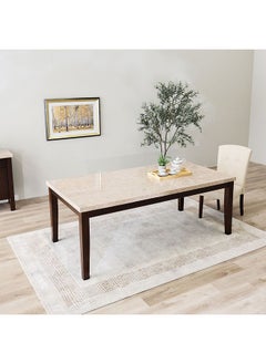 DANUBE HOME Brody Dining Table Rectangular Strong And Sturdy Kitchen Table 8 Seater Table Modern Design Desk Furniture For Home Dining Room 210.19x110.49x79.38 cm Beige/Dark Walnut  - Image 2