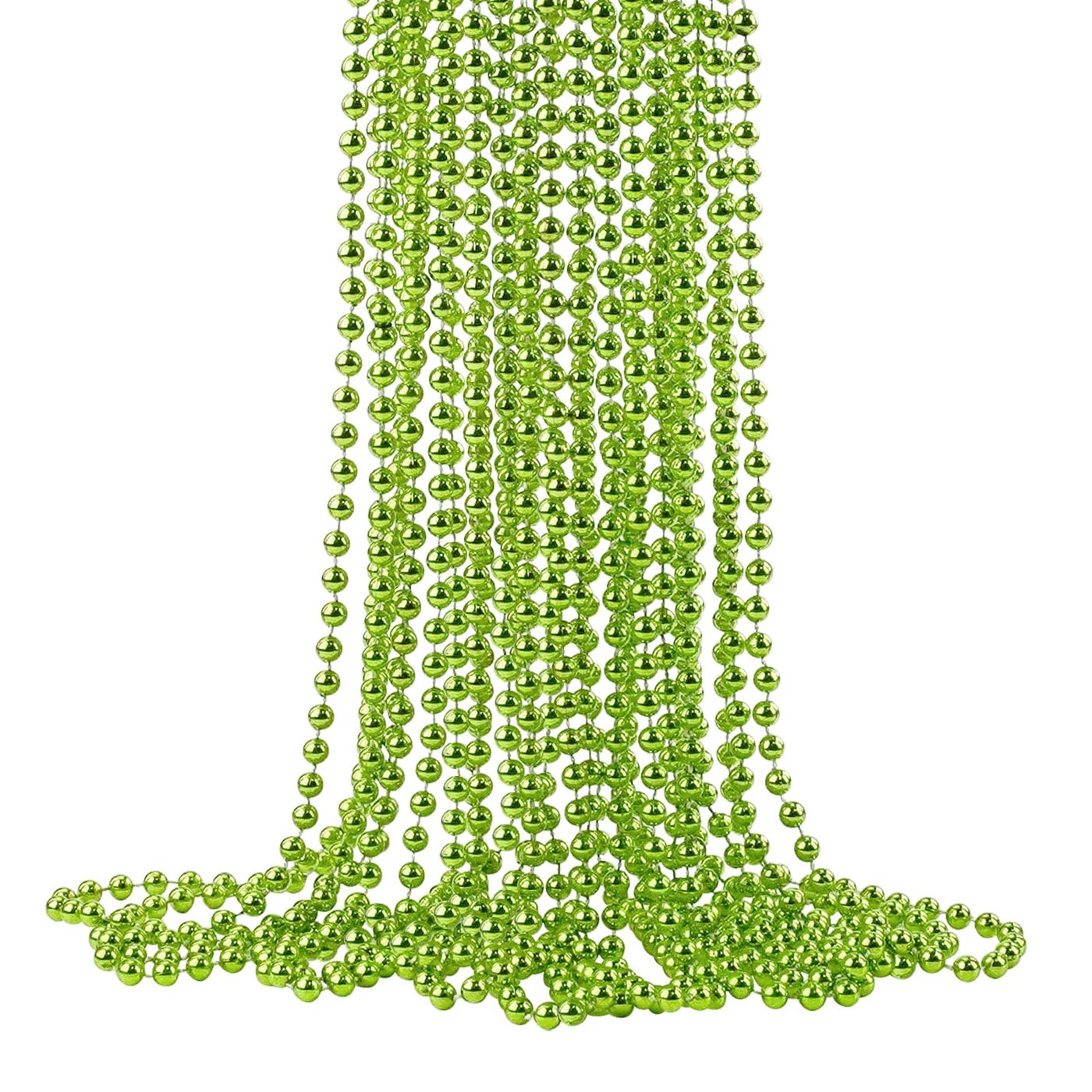 15 PCS St. Patricks Day Beads Necklace, Christmas Bead Necklaces, Light Green Mardi Gras Beads, 33 Inch 7 mm Light Green Bead Necklaces for Mardi Gras St. Patricks Day Christmas Festive Events