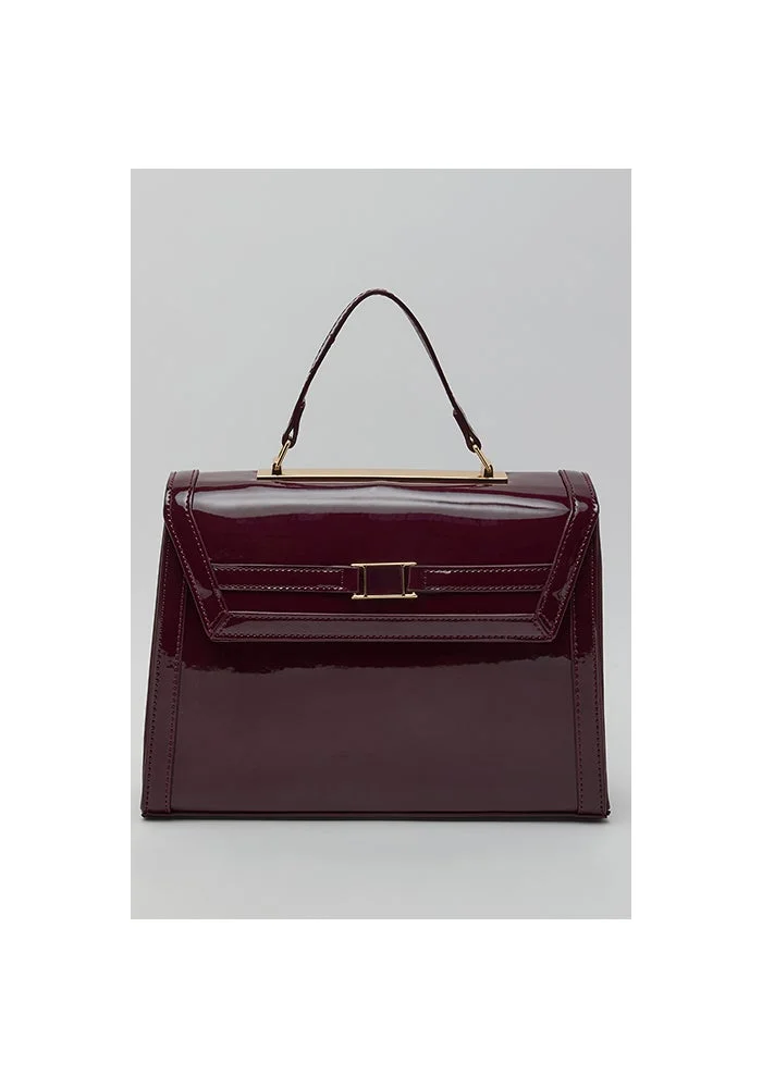 Glossy Flap Top Handle Bag