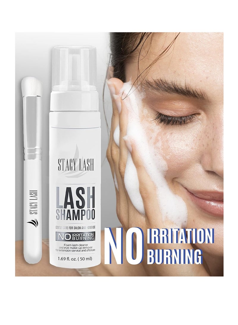 Stacy Lash STACY LASH Eyelash Extension Shampoo + Brush /1.69 fl.oz/ 50ml / Eyelid & Eyebrow Foaming Cleanser/Wash for Extensions & Natural Lashes/Safe Makeup Remover/Supplies for Professional & Home Use  - Image 4