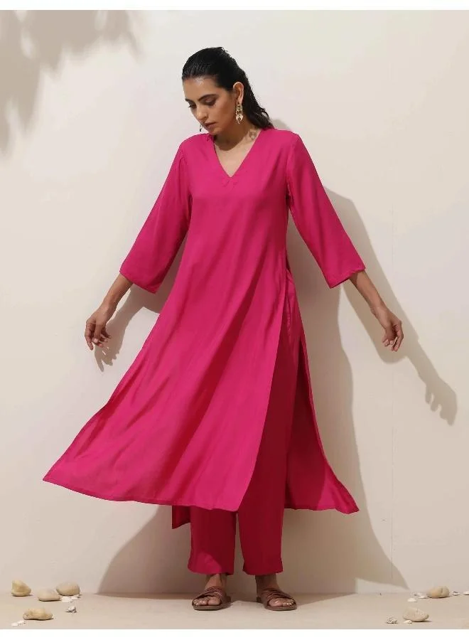 ترو برونز طقم بنطلون كورتا وردي من فيسكوز ترو براونز