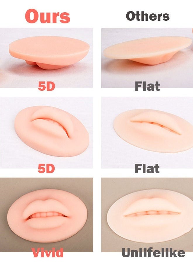 كوكونات 3pcs 5D لينة السيليكون شفاه زائفة للمكياج الدائم ممارسة الوشم جلود الممارسة للمبتدئين والمحترفين  - Image 3