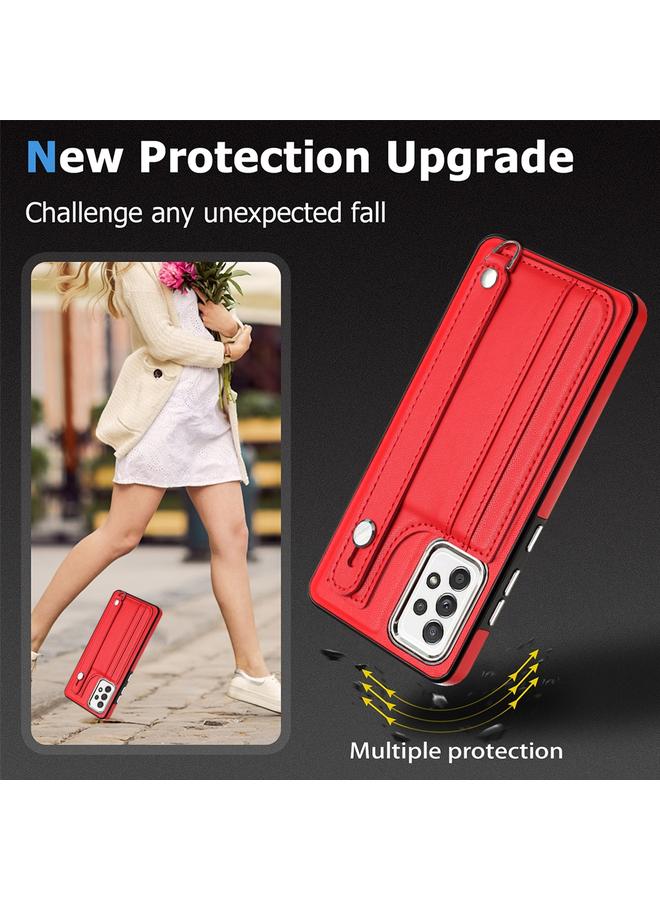S-TOP Case For Samsung Galaxy A72 4G / A72 5G Shockproof Leather Phone Case with Wrist Strap - Image 3