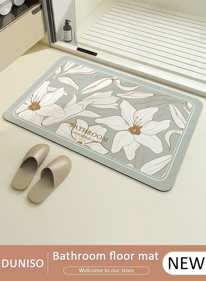 DUNISO سجادة حمام من الطين دياتوم، سجادة حمام فائقة النعومة وذات قدرة على الامتصاص، مضادة للانزلاق سريعة الجفاف، سجادة حوض الاستحمام لأرضية الحمام والدش 40 × 60 سم - Image 1