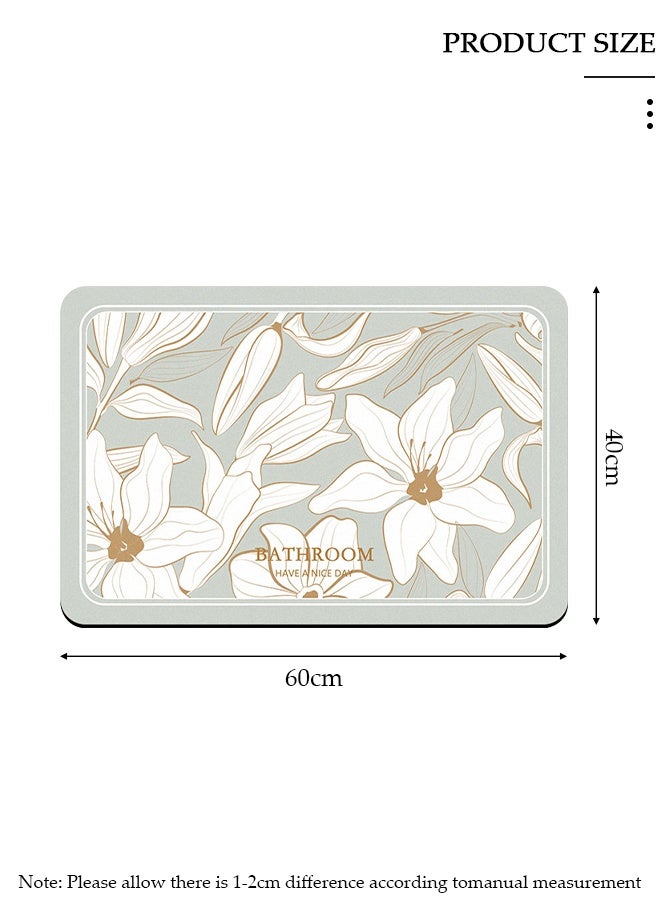 DUNISO سجادة حمام من الطين دياتوم، سجادة حمام فائقة النعومة وذات قدرة على الامتصاص، مضادة للانزلاق سريعة الجفاف، سجادة حوض الاستحمام لأرضية الحمام والدش 40 × 60 سم - Image 2