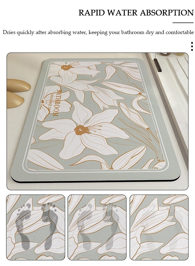 DUNISO سجادة حمام من الطين دياتوم، سجادة حمام فائقة النعومة وذات قدرة على الامتصاص، مضادة للانزلاق سريعة الجفاف، سجادة حوض الاستحمام لأرضية الحمام والدش 40 × 60 سم - Image 3
