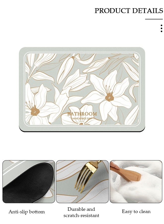 DUNISO سجادة حمام من الطين دياتوم، سجادة حمام فائقة النعومة وذات قدرة على الامتصاص، مضادة للانزلاق سريعة الجفاف، سجادة حوض الاستحمام لأرضية الحمام والدش 40 × 60 سم - Image 4