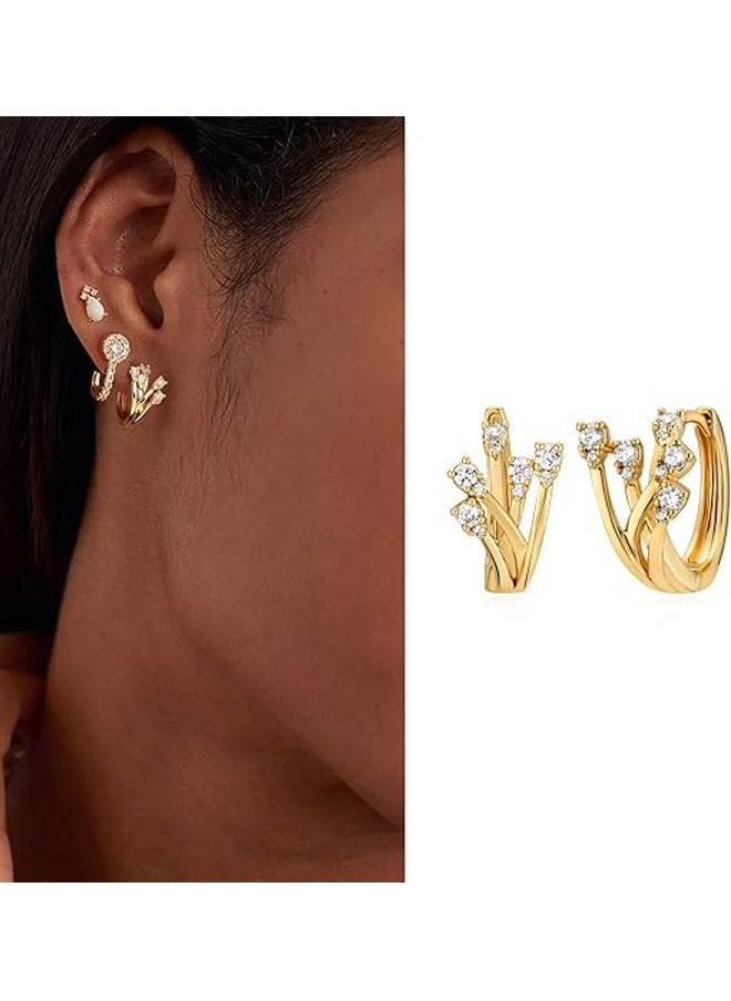 Mevecco - Women Huggie Hoop Earrings Gold Ear Stud Cuff 14K Gold Filled Small Boho Beach Simple Delicate Handmade Hypoallergenic Jewelry Gift - Image 1
