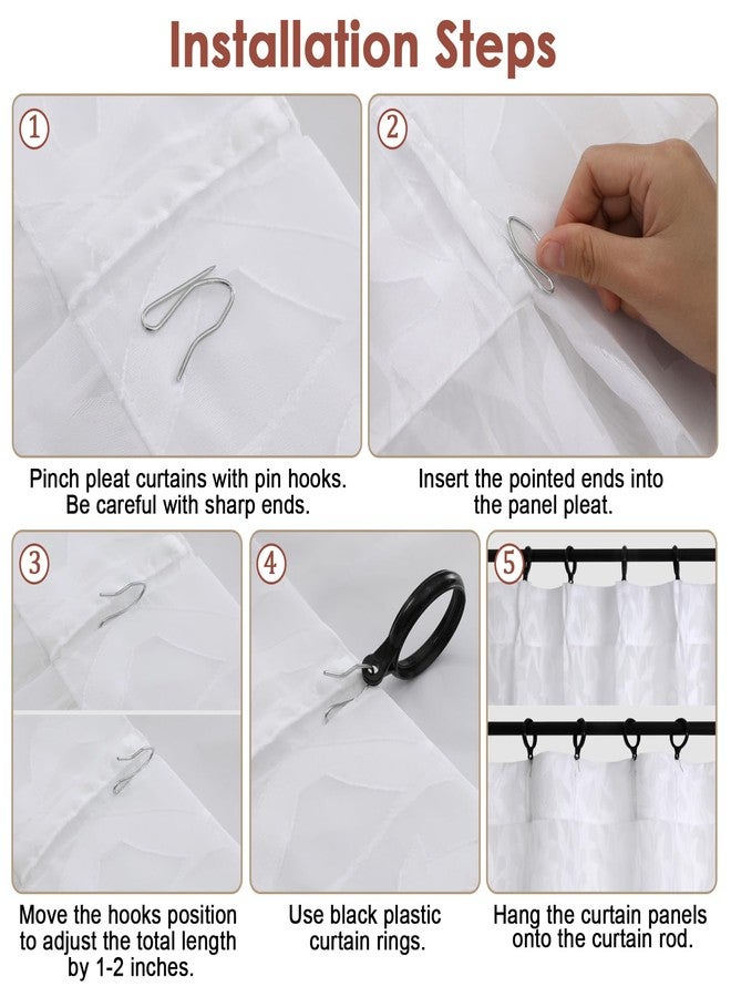 Lecloud Extra Wide Pinch Pleated White Sheer Curtains 84 Inches Long 2 Panels for Large Window, Jacquard Textured 60 Inch Wide Drapes for Patio Sliding Glass Door Hooks Rings Back Tab, 60" W x 84" L - Image 5