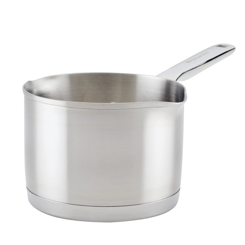 KitchenAid 71026 3-Ply Base Brushed Stainless Saucepan with Pour Spouts, 1.5 Quart -Brushed Stainless Steel - Image 1