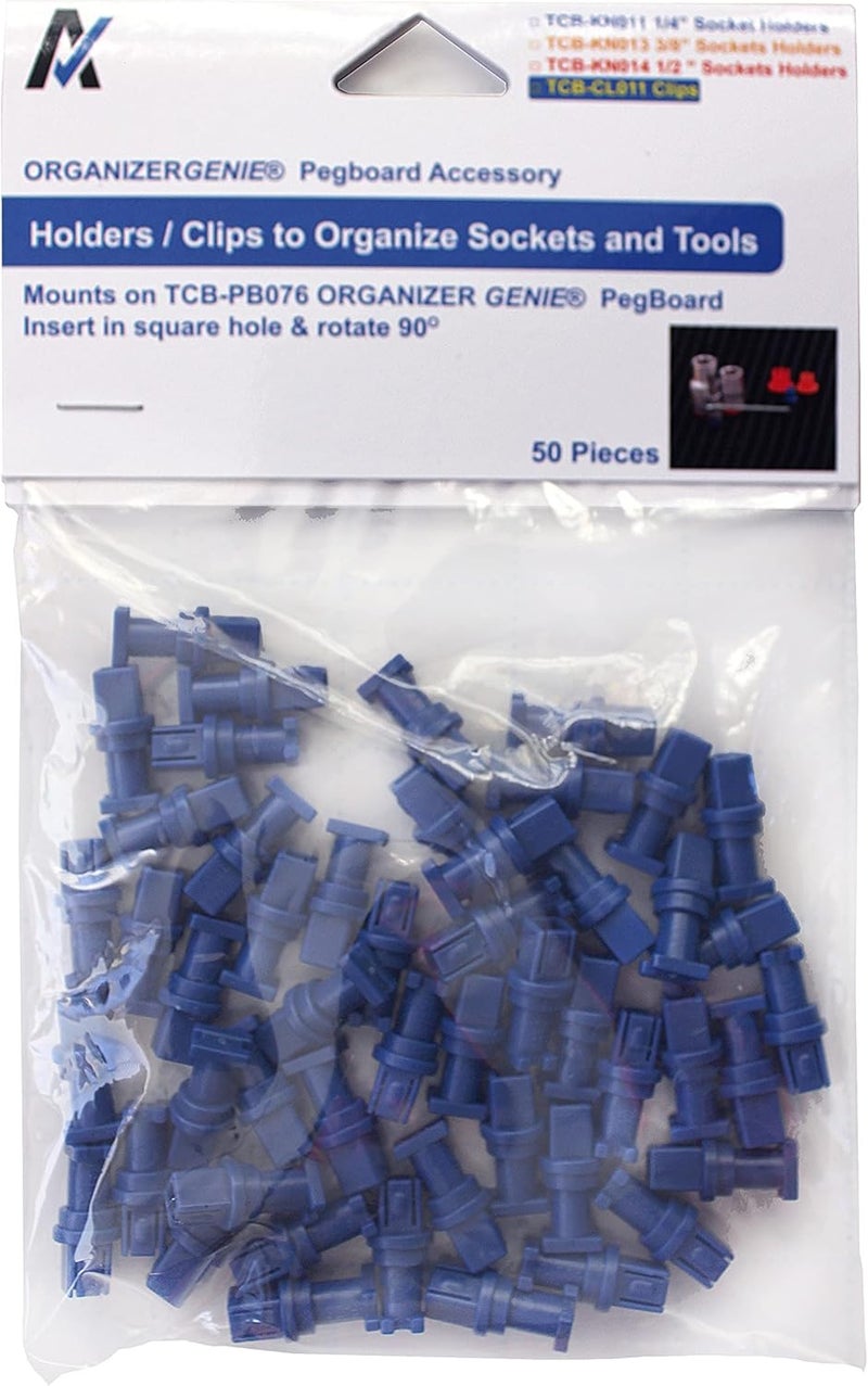 Ascend Tools 1/4" Socket Holders (50 pcs) - Accessories for Organizer Genie Pegboards to Organize 1/4" Sockets on the Pegboard - Image 1