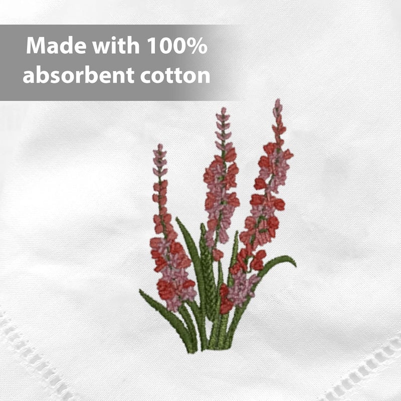 HCRAFT Embroidered Cotton Table Napkin, Cloth Napkins Set of 4 18"x18" Mixed Color Hyacinth Bulbs Napkin Square Fabric, Dining Room, Napkins Cloth Machine Washable, Cotton Cloth Napkins, Great Present - Image 3