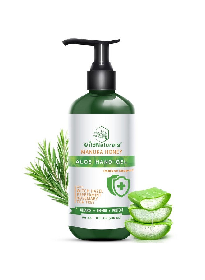 Wild Naturals Pure Aloe Vera Gel Hand Cleaner - 100% Aloe Vera Gel Organic with Manuka Honey, Witch Hazel, Peppermint, Oregano, Rosemary, & Cleansing Tea Tree - Organic Waterless Purifying Wash - Image 1