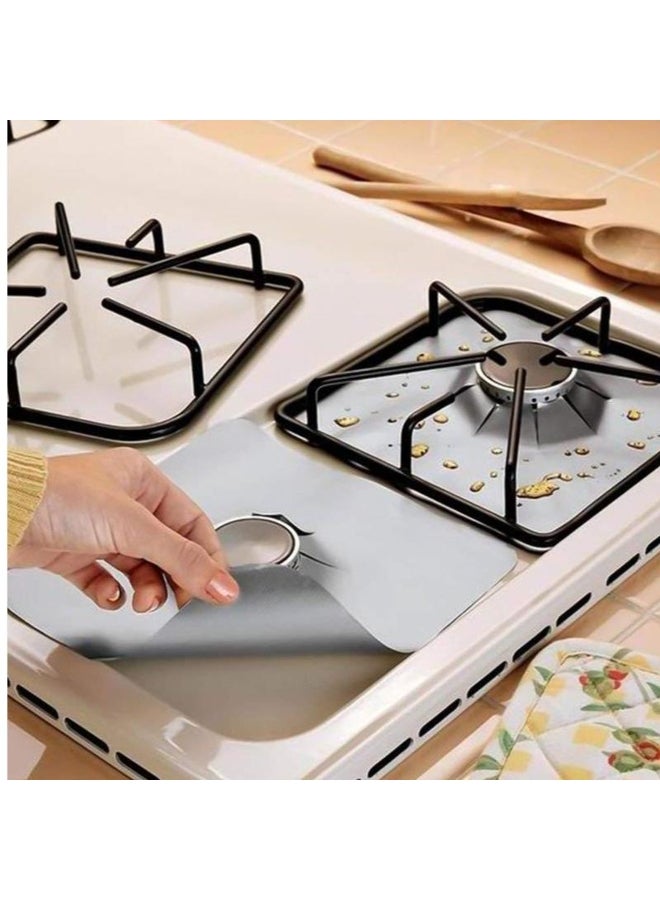 Set of 4 Stove Guard Covers for Gas Stovetop Burners - Kitchen Accessories Mat Cooker Shield - Image 3