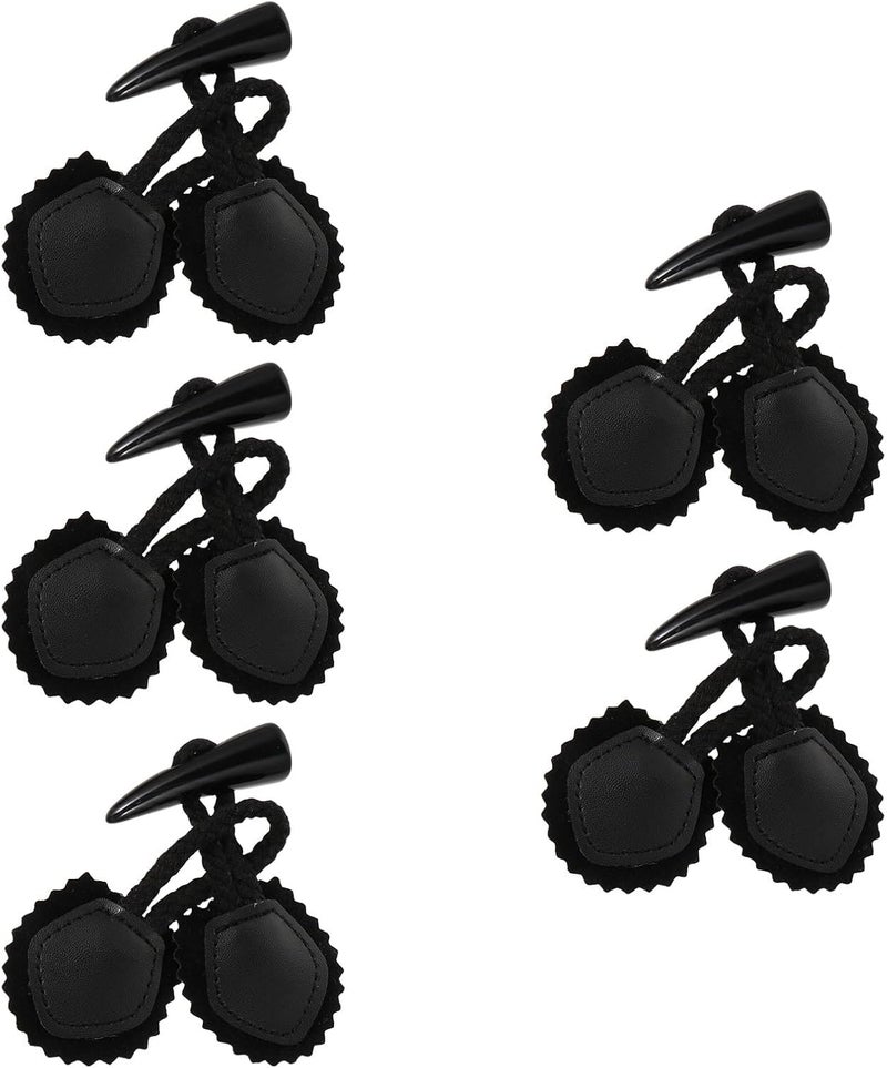 Horn Toggle Buttons for Coat Sewing Replacement, Black Resin Coat Buttons 5 Pairs for Jackets and Outerwear Craft Accessories - Image 1