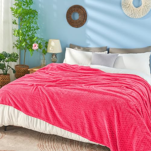 inhand Hot Pink Fleece Throw Blanket for Women, Super Soft Cozy Blankets for Mom, All Season Lightweight Fuzzy Blanket for Couch Sofa Chair, 50×60 Inches - Image 3