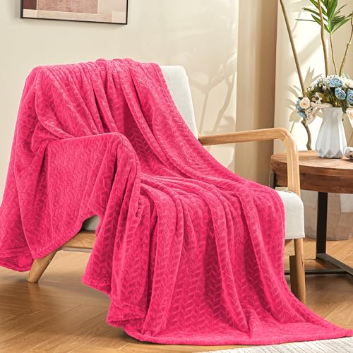 inhand Hot Pink Fleece Throw Blanket for Women, Super Soft Cozy Blankets for Mom, All Season Lightweight Fuzzy Blanket for Couch Sofa Chair, 50×60 Inches - Image 5