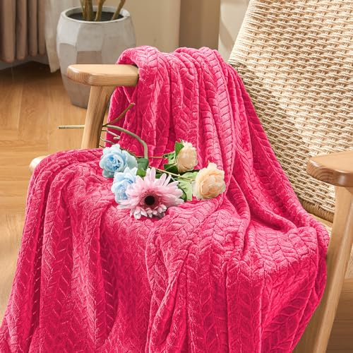 inhand Hot Pink Fleece Throw Blanket for Women, Super Soft Cozy Blankets for Mom, All Season Lightweight Fuzzy Blanket for Couch Sofa Chair, 50×60 Inches - Image 2