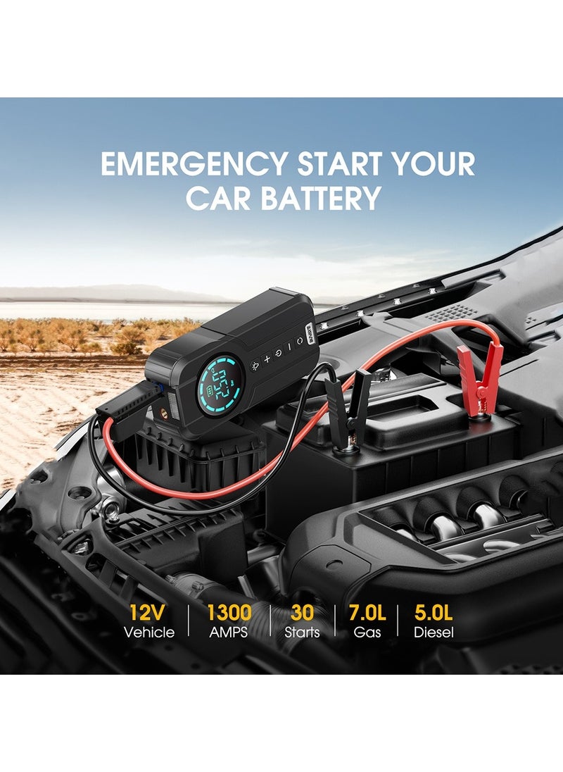 Generic - Portable car battery inflator and rectifier (4 in 1) is a must-have in your car for any emergency. Car inflator and rectifier, power bank and flashlight. Multi-purpose device. Multiple colors. - Image 1