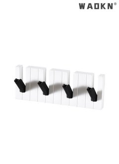 Elegant Four-Compartment Piano Hook, Nordic Minimalist Hidden Foldable Hook for Coat, Bag, and Key Storage Hanger（black and white）