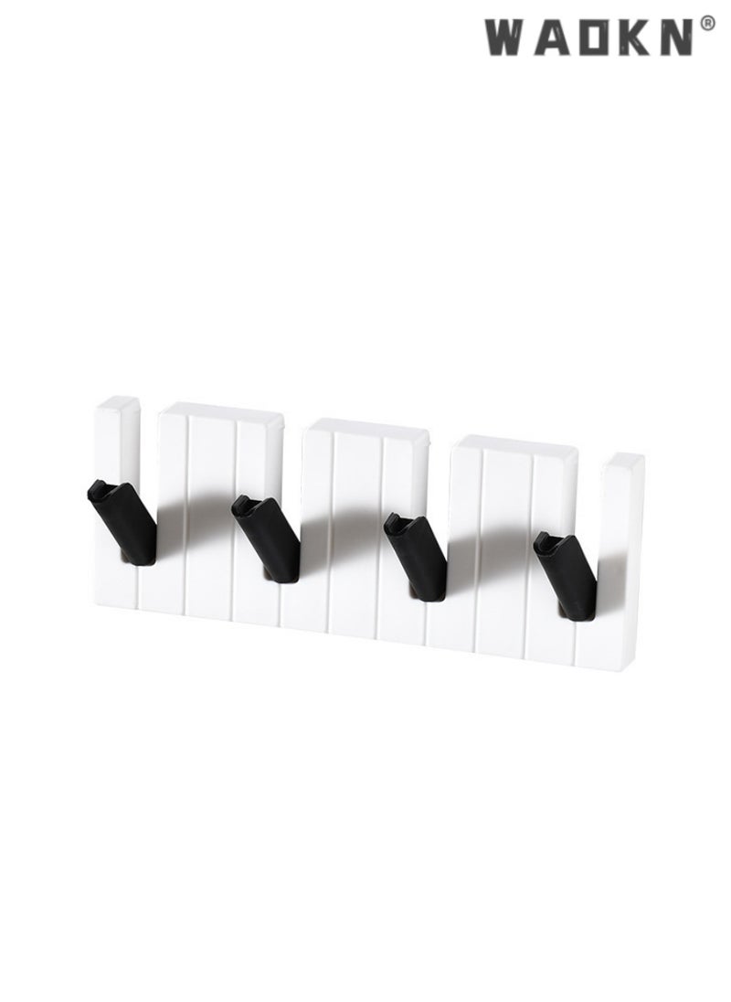 WAOKN - Elegant Four-Compartment Piano Hook, Nordic Minimalist Hidden Foldable Hook for Coat, Bag, and Key Storage Hanger（black and white） - Image 1