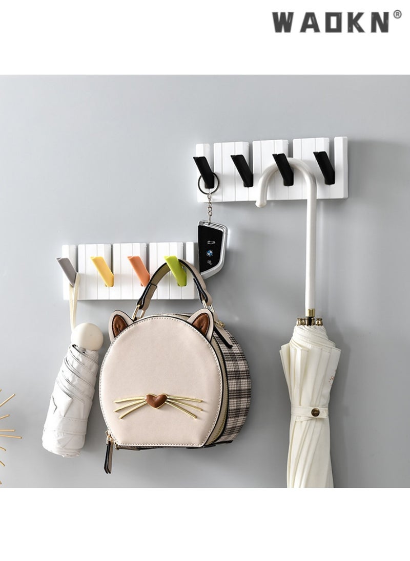 WAOKN - Elegant Four-Compartment Piano Hook, Nordic Minimalist Hidden Foldable Hook for Coat, Bag, and Key Storage Hanger（black and white） - Image 1