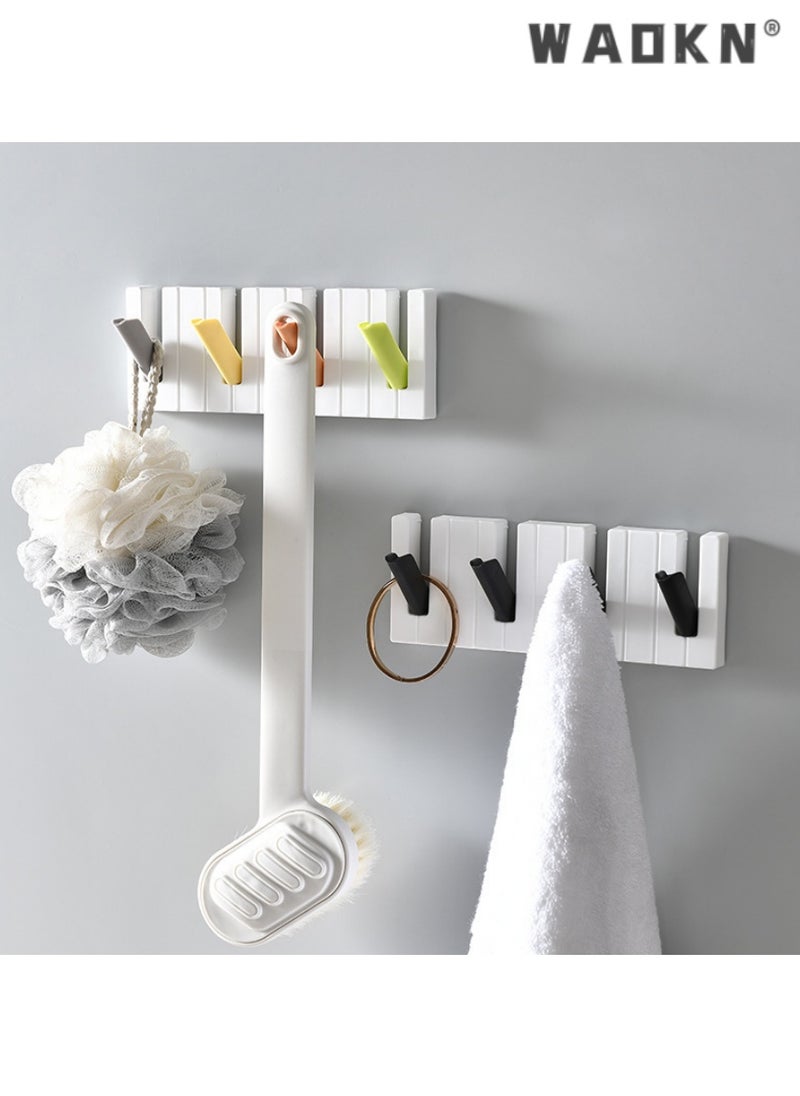 WAOKN - Elegant Four-Compartment Piano Hook, Nordic Minimalist Hidden Foldable Hook for Coat, Bag, and Key Storage Hanger（black and white） - Image 1