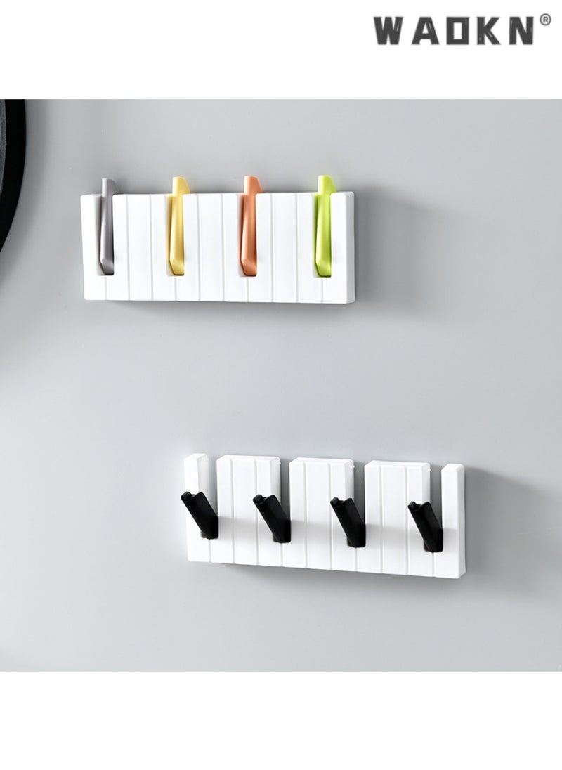 WAOKN - Elegant Four-Compartment Piano Hook, Nordic Minimalist Hidden Foldable Hook for Coat, Bag, and Key Storage Hanger（black and white） - Image 1
