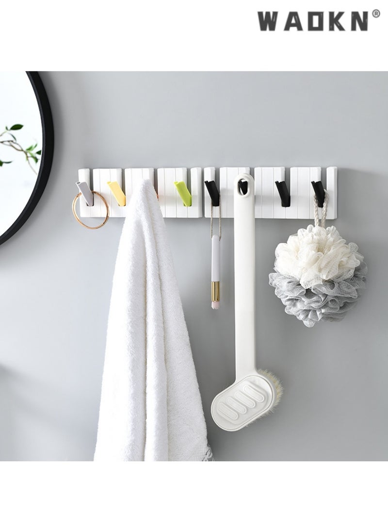 WAOKN - Elegant Four-Compartment Piano Hook, Nordic Minimalist Hidden Foldable Hook for Coat, Bag, and Key Storage Hanger（black and white） - Image 1