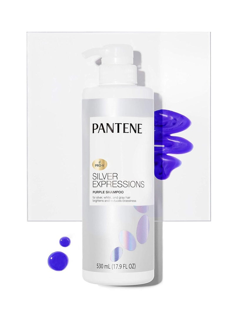 Pantene Pantene Silver Expressions, Purple Shampoo and Hair Toner, Pro-V for Grey and Color Treated Hair, Lotus Flowers, 17.9 Fl Oz  - Image 3