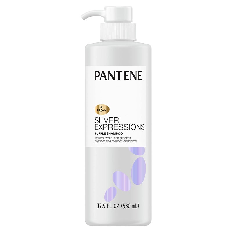 Pantene Silver Expressions, Purple Shampoo and Hair Toner, Pro-V for Grey and Color Treated Hair, Lotus Flowers, 17.9 Fl Oz - Image 1