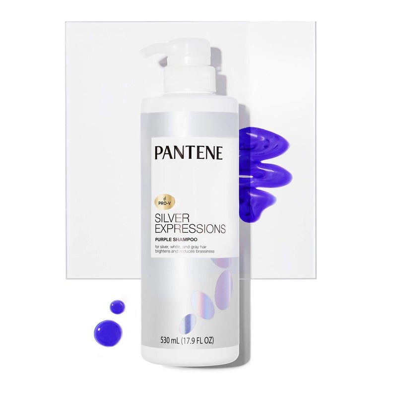 Pantene Silver Expressions, Purple Shampoo and Hair Toner, Pro-V for Grey and Color Treated Hair, Lotus Flowers, 17.9 Fl Oz - Image 2