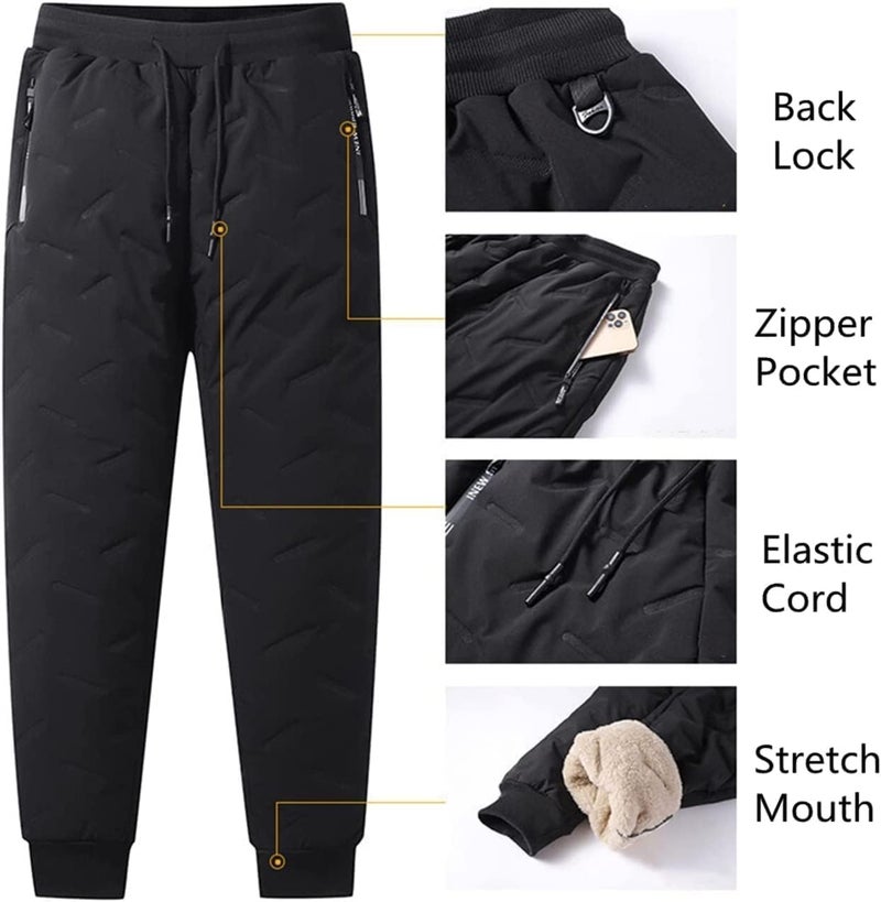 klarako Unisex Fleece Jogging Bottoms,Winter Warm Plush Waterproof Windproof Leggings and Sweatpants - Image 4