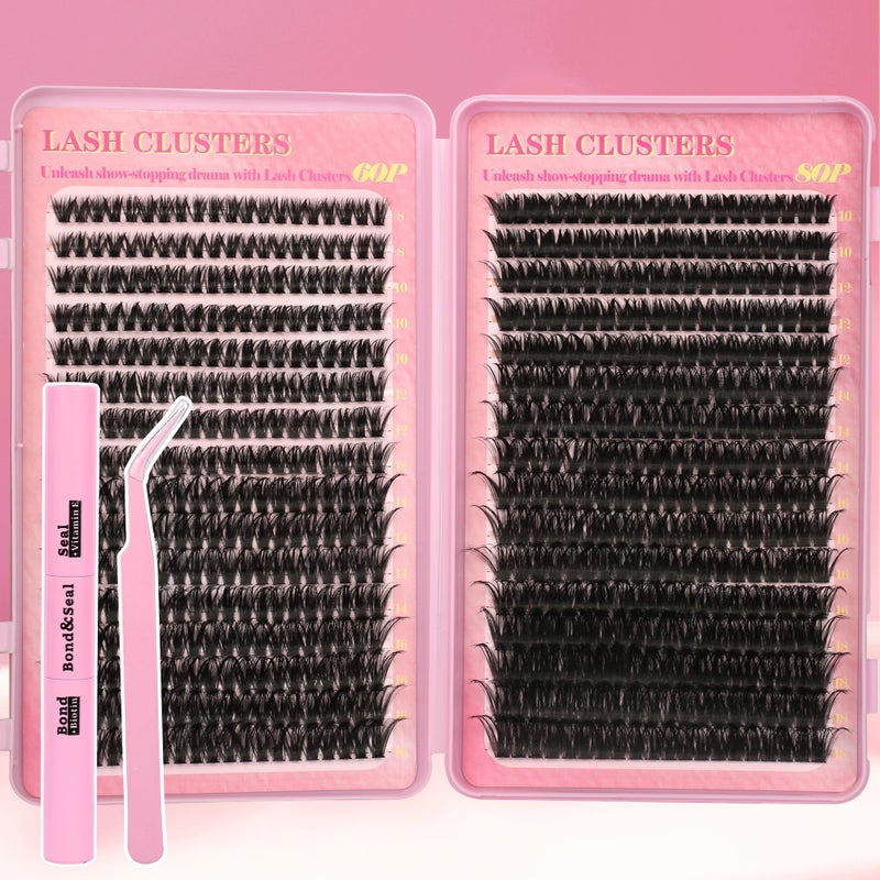 Gmagictobo Lash Extension Kit Lash Clusters Kit 640Pcs Volume Eyelash Clusters C Curl Lashes Clusters DIY Cluster Eyelash Extensions With Lash Bond and Seal Lash Tweezers - Image 1