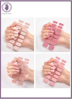 KHAJUL 4 Sheet Nail Stickers, Full Nail Art Accessories, Nail Wraps Self-Adhesive Pure Color Nail Decals, for Women Girls DIY Nail Art, 64 Pieces  - Image 1