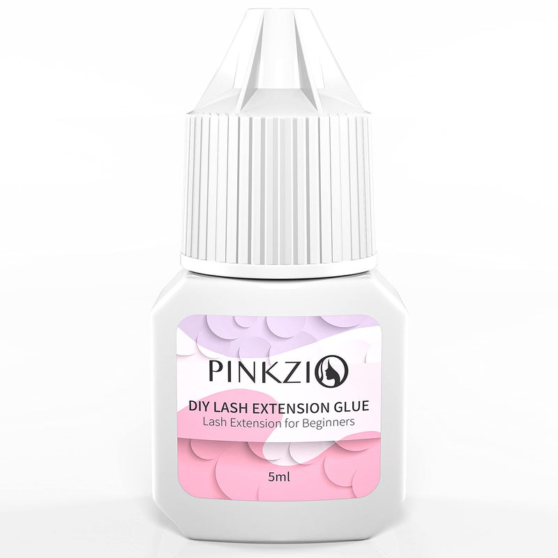 PINKZIO DIY Lash Extension Glue Sensitive Adhesive Clear Eyelash for Self Application at Home 23 Sec Fast Drying for Cluster Lashes 016 Fl Oz